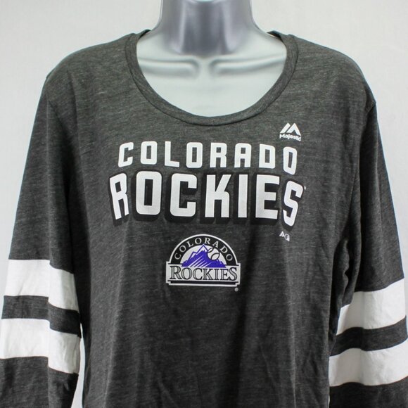 Majestic Tops - Colorado Rockies 3/4 Sleeve Scoop Neck Tee Women's Size 2XL